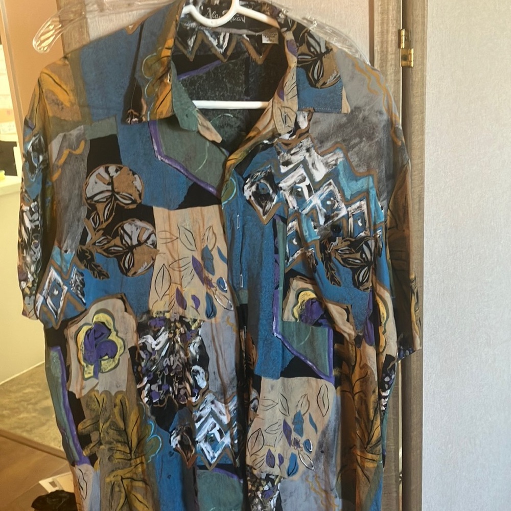 FINAL MARKDOWN Men’s Alan Stuart Colorful Abstract Pattern Shirt large